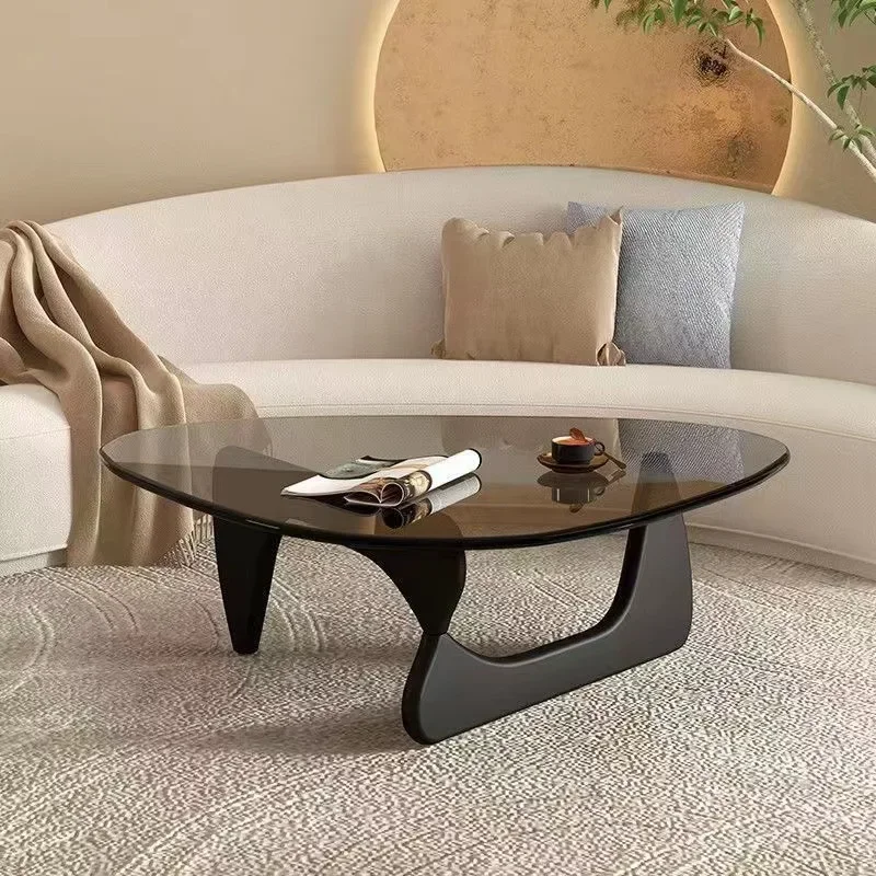 

Nordic Tempered Glass Tea Home Living Room Side Solid Wood Leg Coffee Simple Balcony Tatami Corner Table