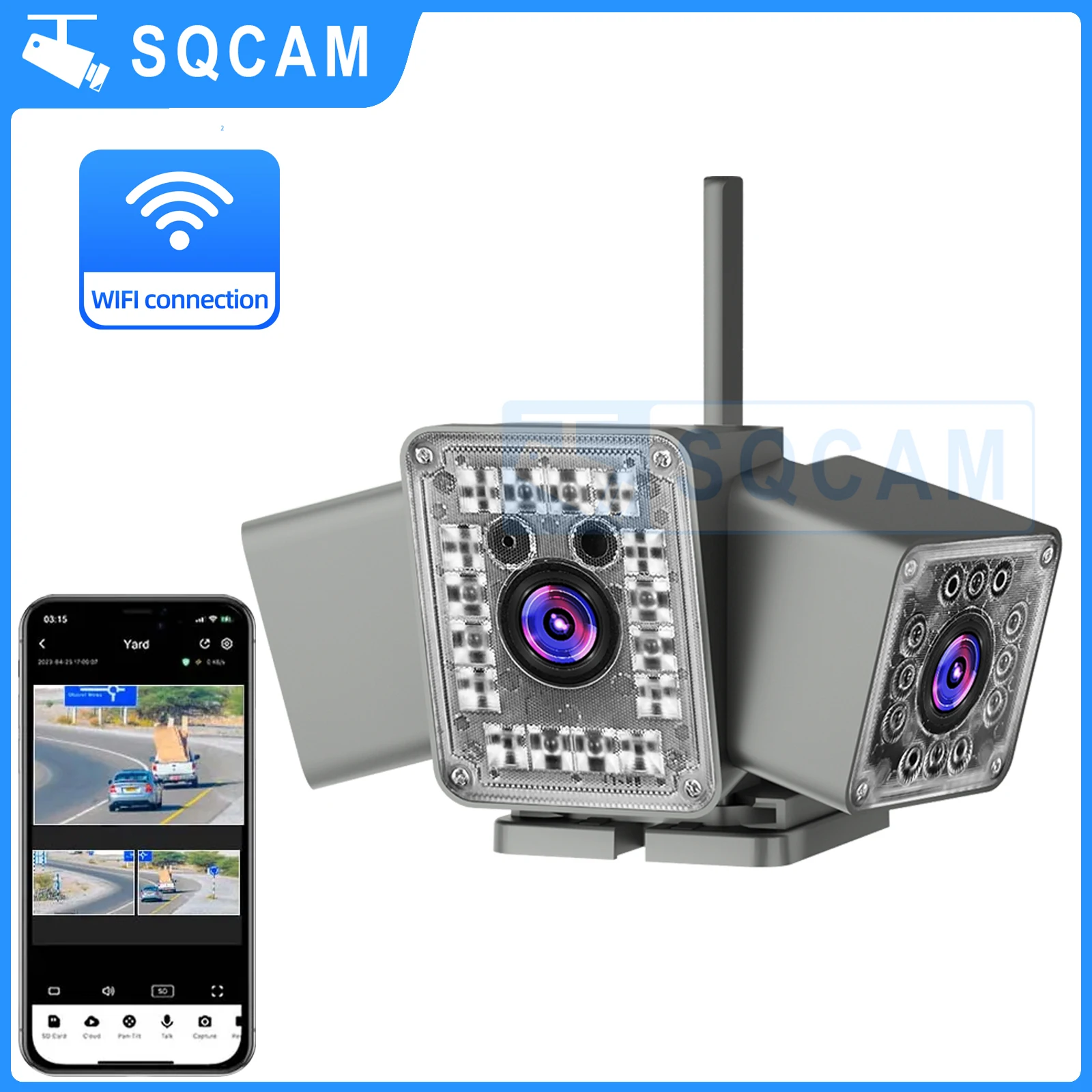 SQCAM 5MP Outdoor wifi camera security 3 lens Camera wifi survalance camera with night vision wide angle security protection
SQCAM 5MP Outdoor wifi camera security 3 lens Camera wifi survalance camera with night vision wide angle security protection
