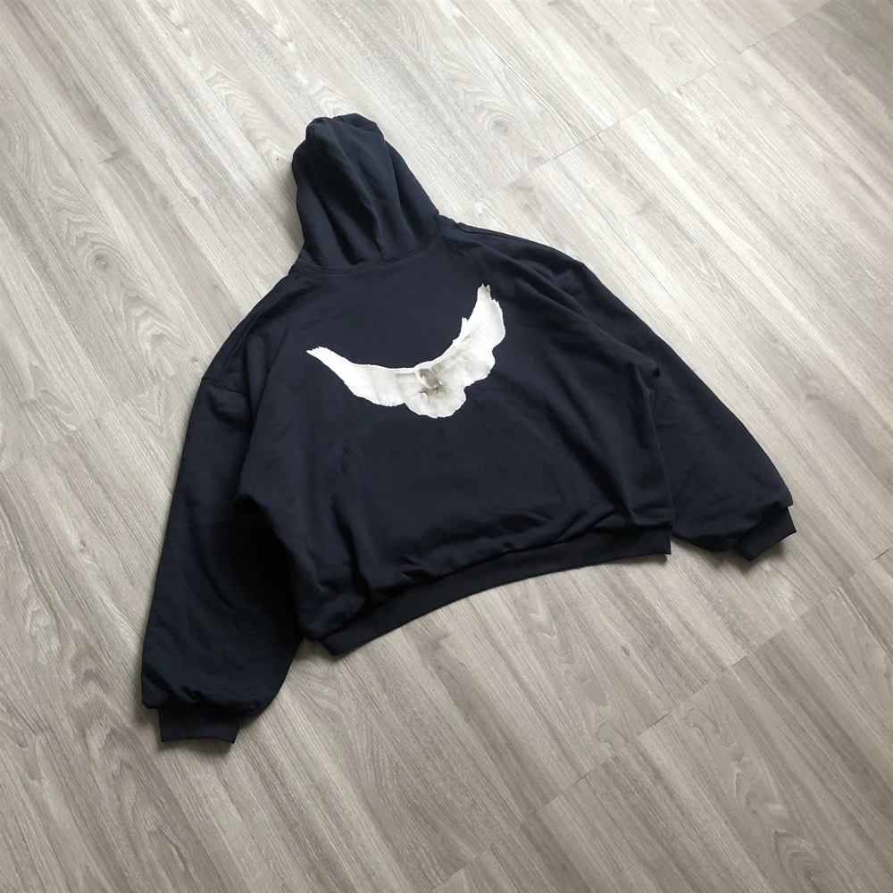 

2024 YZY DONDA уличная одежда оверсайз Kanye West двухслойные топы с принтом голубей Свитшот пуловер толстовки для мужчин