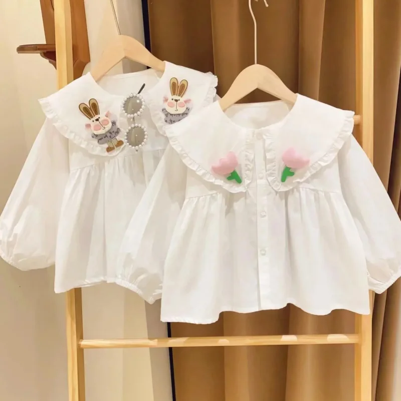 Korean Children's Clothing Girls' Western Style Lapel Shirt Spring New Children's Long Sleeve White Blouse Autumn Baby Girl Top
Korean Children's Clothing Girls' Western Style Lapel Shirt Spring New Children's Long Sleeve White Blouse Autumn Baby Girl Top