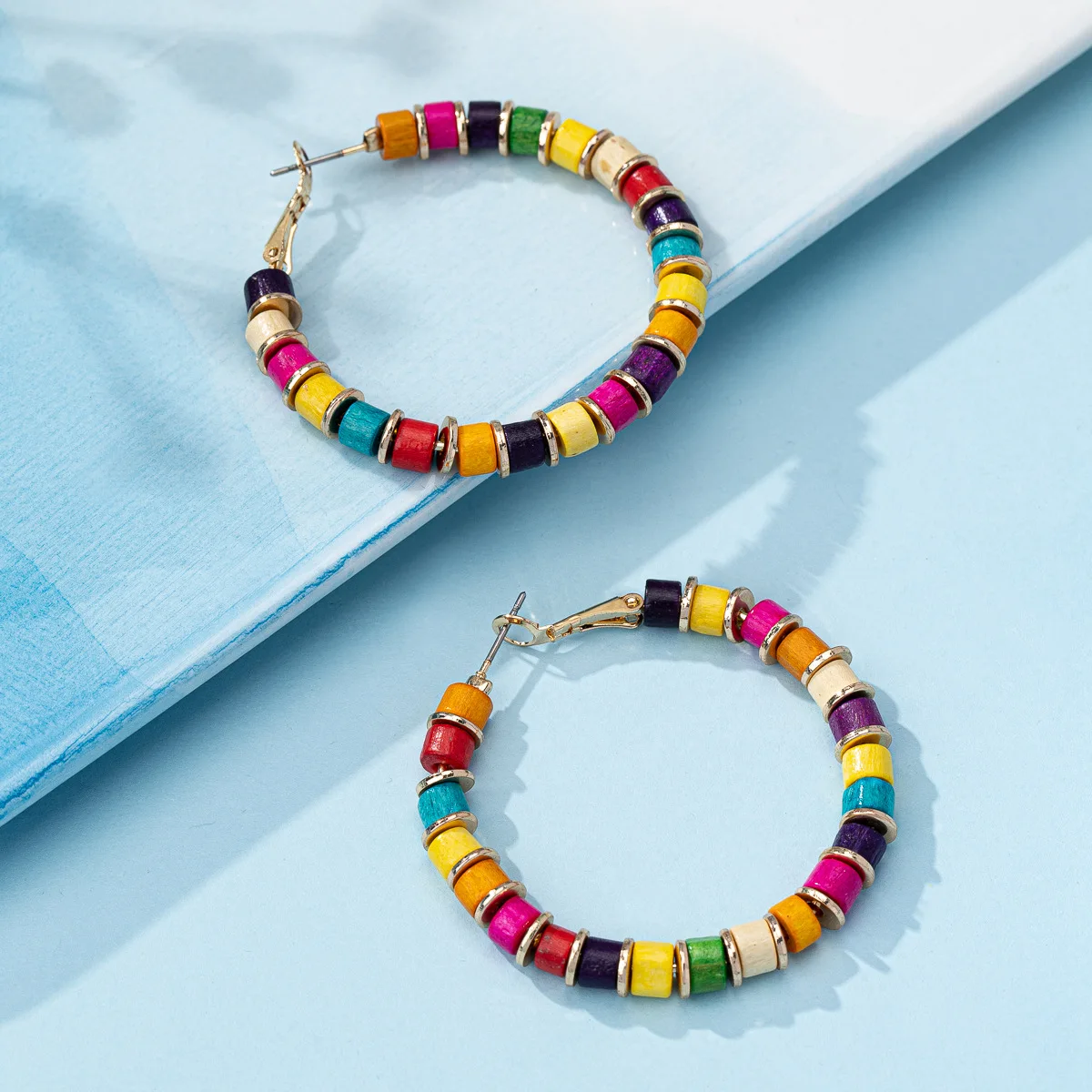 Bohemian Style Colorful Wooden Bead Earrings Women's Retro Ethnic Fashion Unique Design Vacation Jewelry Bohemian Style Colorful Wooden Bead Earrings Women's Retro Ethnic Fashion Unique Design Vacation Jewelry