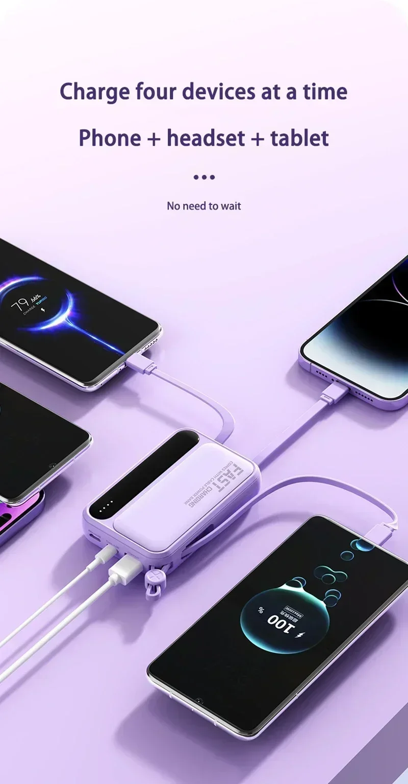 VIVO 500000mAh Power Bank Built in 4 Lines Large Capacity Super Fast Charging Portable External Battery for All Phones 2026 VIVO 500000mAh Power Bank Built in 4 Lines Large Capacity Super Fast Charging Portable External Battery for All Phones 2026