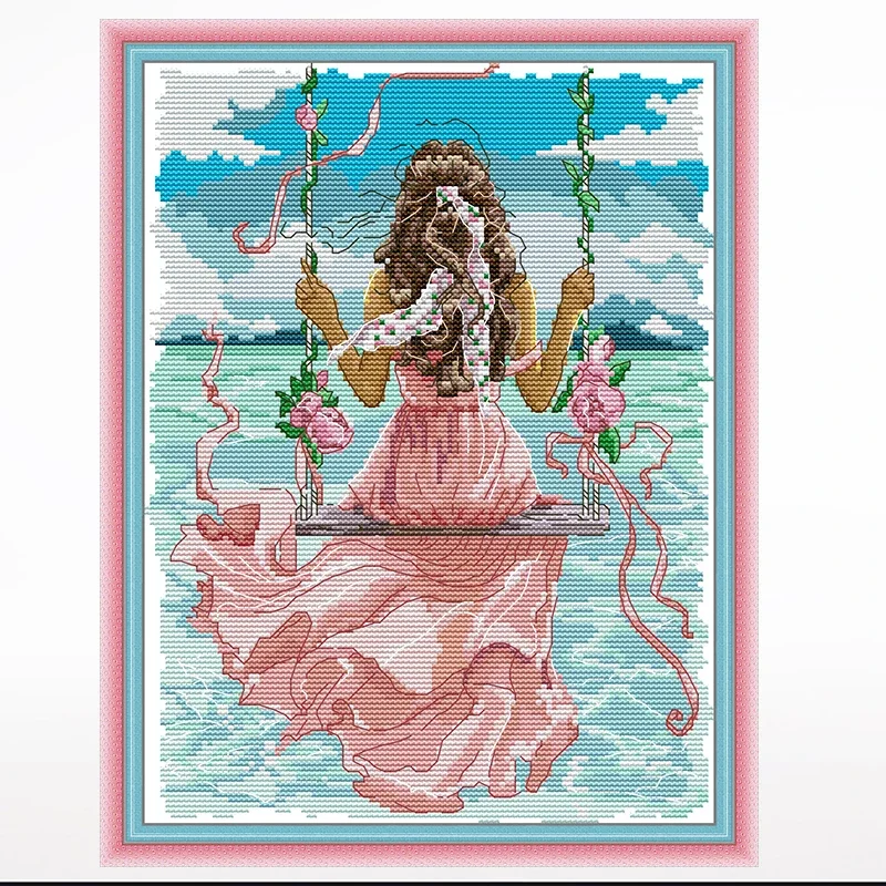 Sea view girls cross-embroidered living room bedroom hanging painting, 11CT/14CT hand-embroidered
Sea view girls cross-embroidered living room bedroom hanging painting, 11CT/14CT hand-embroidered