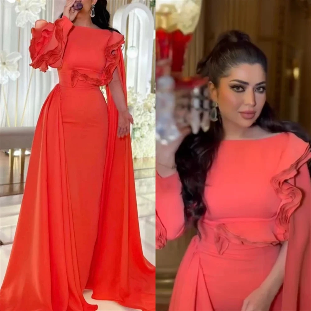 Fold Satin Prom Dresses Exquisite Jewel Sheath Flowers Evening Gown Celebrity Occasion Saudi Arabia Women's Formal Request Party 
Fold Satin Prom Dresses Exquisite Jewel Sheath Flowers Evening Gown Celebrity Occasion Saudi Arabia Women's Formal Request Party