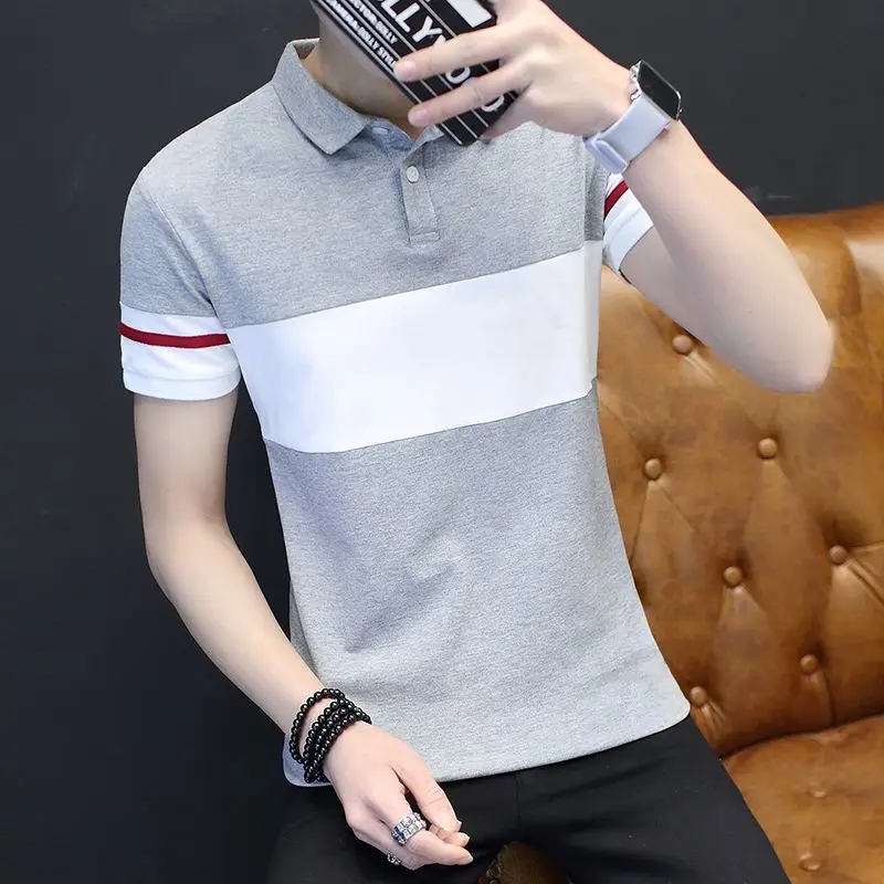 

Fashion Lapel Spliced Loose Business Polo Shirts Men's Clothing 2024 Summer New Oversized Casual Pullovers All-match Tee Shirt