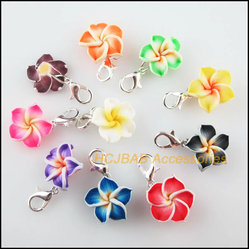 

20Pcs Mixed Fimo Polymer Clay Star Charms Silver Plated With Clasps 16mm