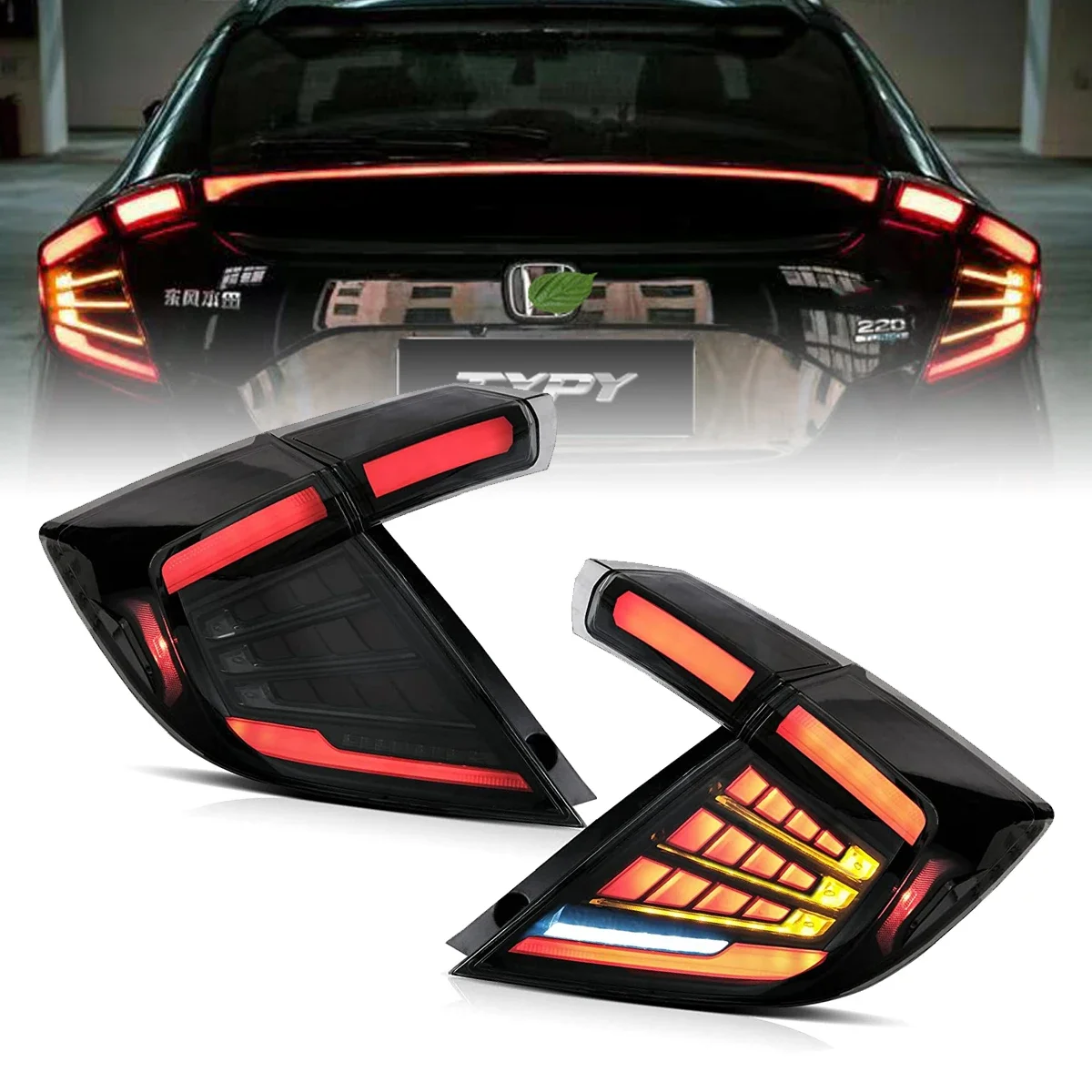 

Car Lights LED Taillights Assembly For 10th Gen Honda Civic Hatchback/Type R 2018-2022 Rear Tail Lamps DRL Sequential Tun Signal