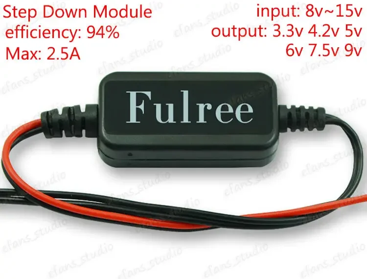 

Fulree Slim Thin 12V to 3.3V 4.2V 5V 6V 9V DC-DC Step Down Converter for Car Camera DVR Dash Cam Power Supply Module Output