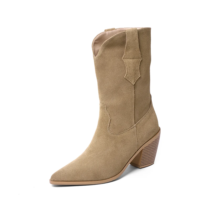 Cow Suede Women Ankle Boots 2023 Spring Autumn Black Brown Square Heel Pointed Toe Chunky Heel Slip-on
Cow Suede Women Ankle Boots 2023 Spring Autumn Black Brown Square Heel Pointed Toe Chunky Heel Slip-on