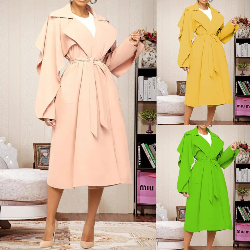 Fashionable autumn and winter new women's fashion temperament lapel solid color mid length trench coat
Fashionable autumn and winter new women's fashion temperament lapel solid color mid length trench coat