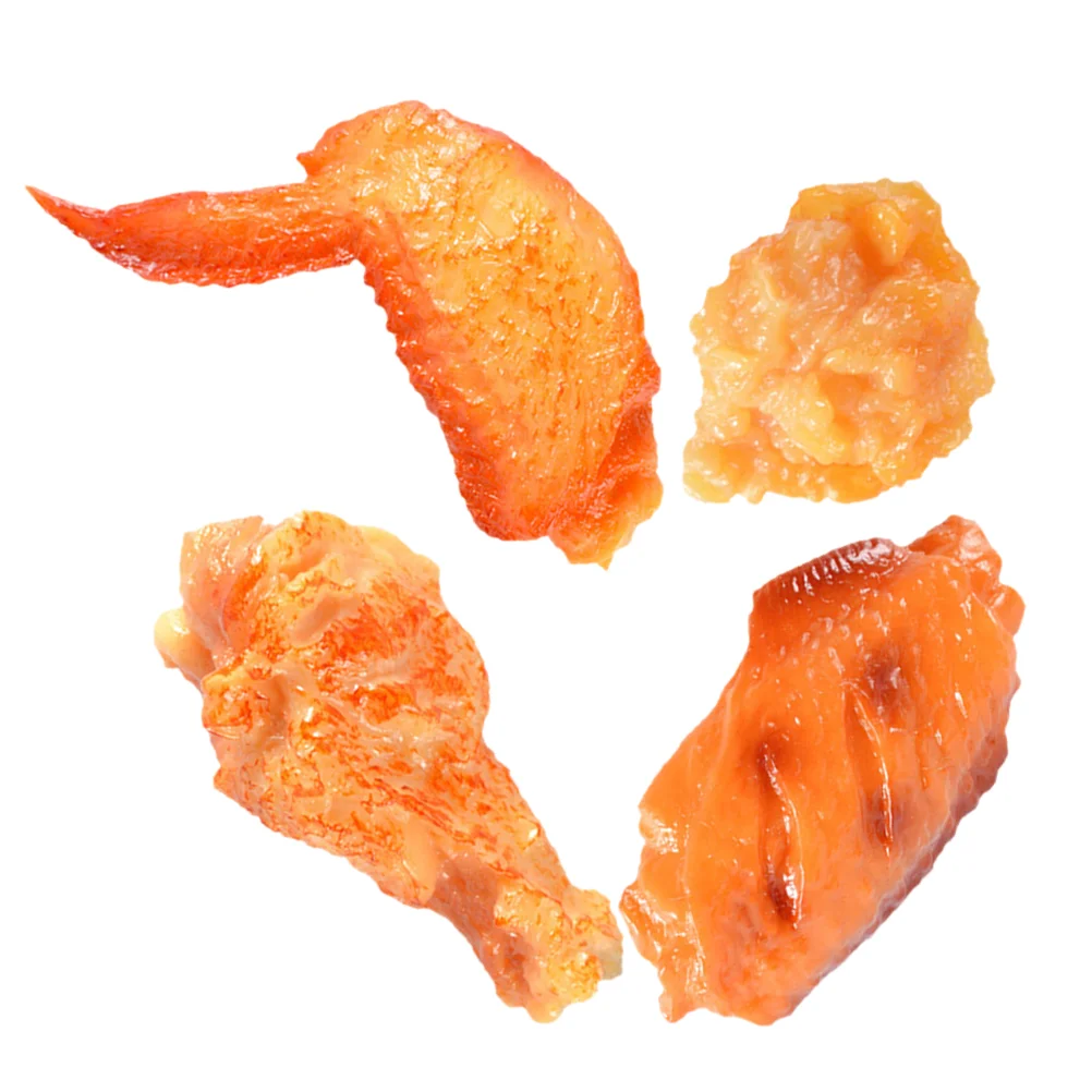 

4 Pcs Simulated Food Faux Chicken Legs Wing Photo Prop Model Fake Imitated Fried Drumsticks Decorate Realistic Artificial