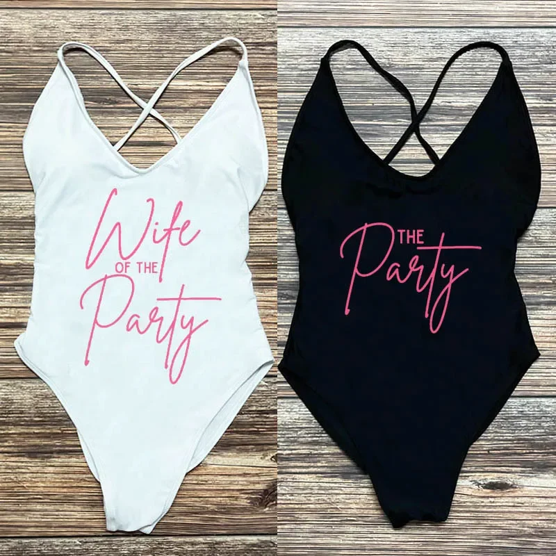 

Sexy Padded One Piece Swimsuit Wife of the party Swimwear Women Summer Beachwear Bachelor Party Plus Size Bathing Suit Swimsuits