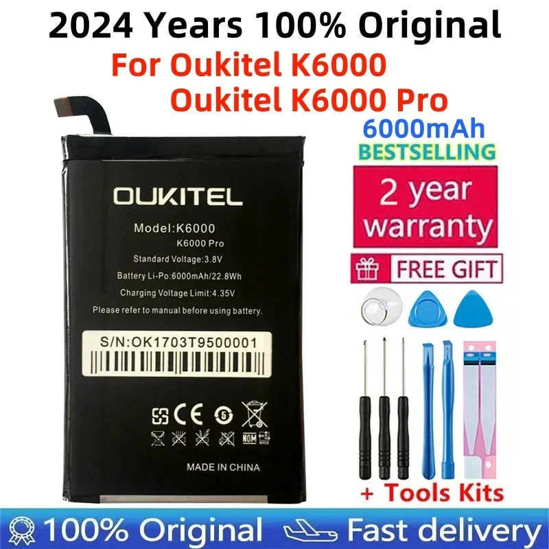 

2024 Years 100% Original Mobile Phone Battery For Oukitel K6000 / K6000 Pro Real 6000mAh High Quality Replacement Battery