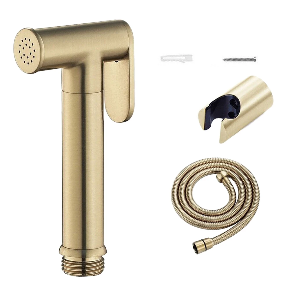 Brushed Gold Brass Toilet Bidet Spray Set SUS Holder Hose Bathroom Sprayer Women's Washing Machine Spray Gun Bidets Bathroom Fix
Brushed Gold Brass Toilet Bidet Spray Set SUS Holder Hose Bathroom Sprayer Women's Washing Machine Spray Gun Bidets Bathroom Fix