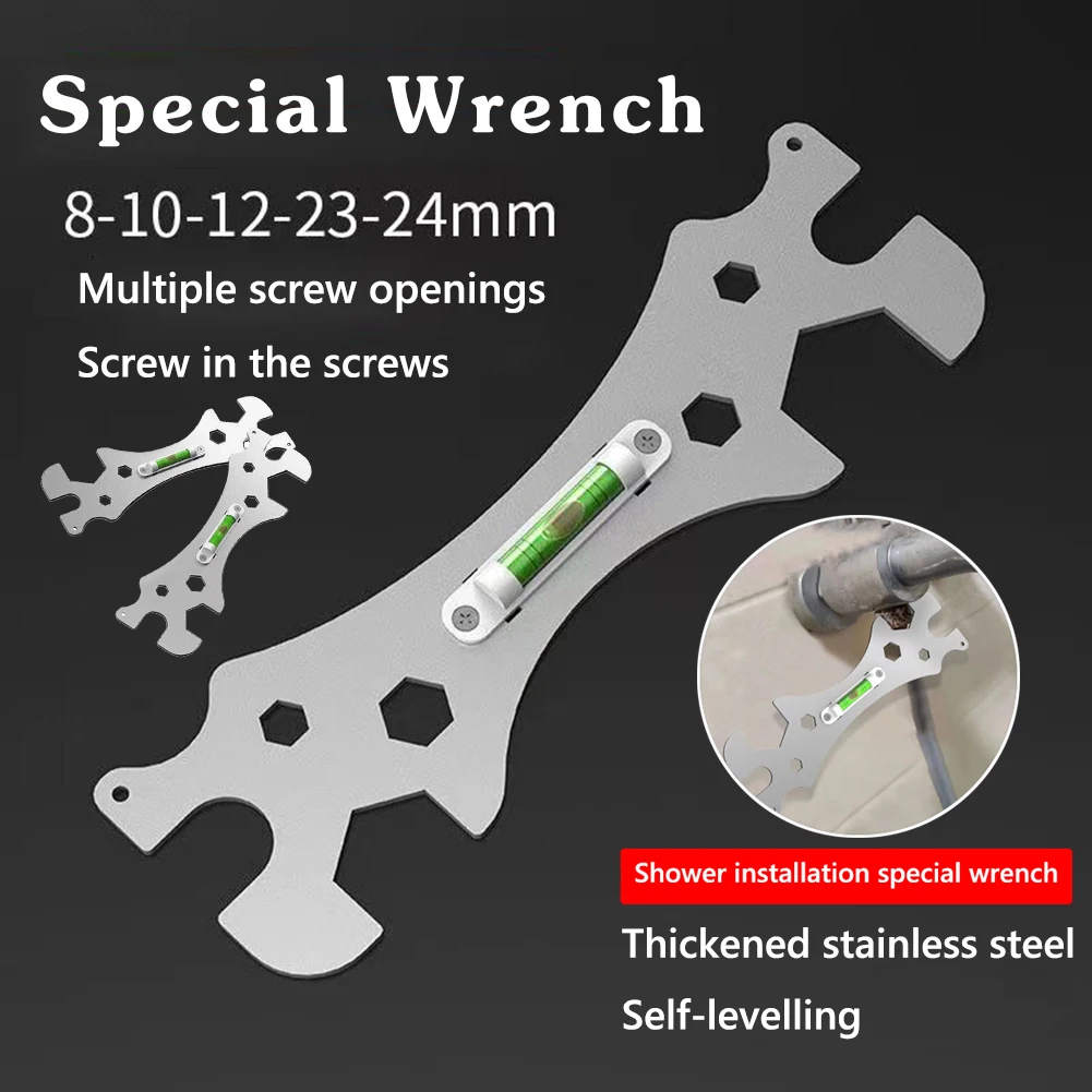

Special Wrench Tools with Level Shower Faucet Installation Bathroom Multifunctional Level Wrench Ruler Distance Measuring Tool