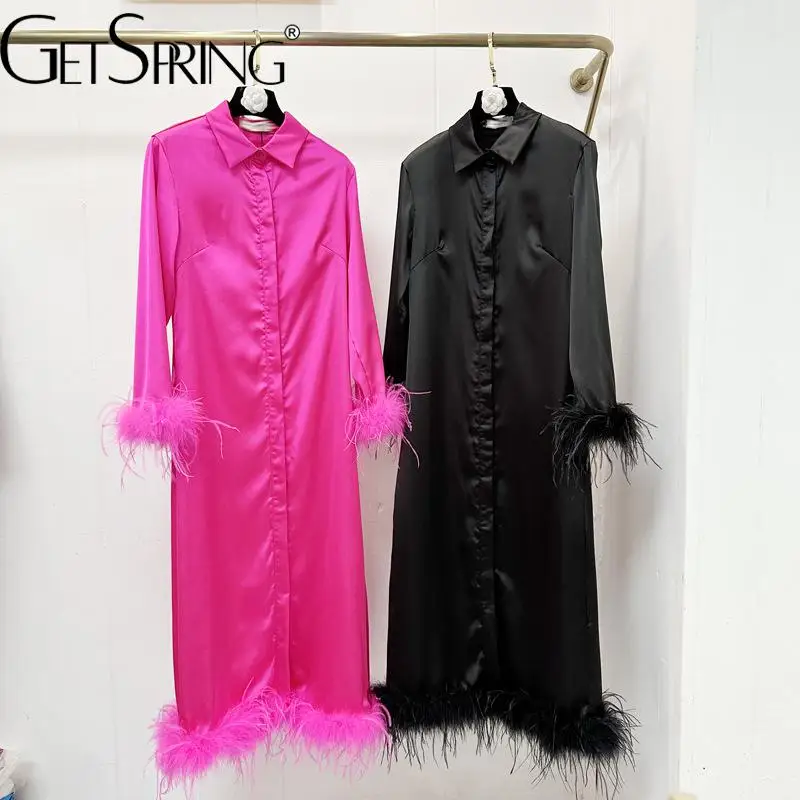 Getspring Women Dress Feathers Patchwork Rose Red Black Long Shirts Dresses Long Sleeves Vintage Fashion Shirts Dresses 2024
Getspring Women Dress Feathers Patchwork Rose Red Black Long Shirts Dresses Long Sleeves Vintage Fashion Shirts Dresses 2024