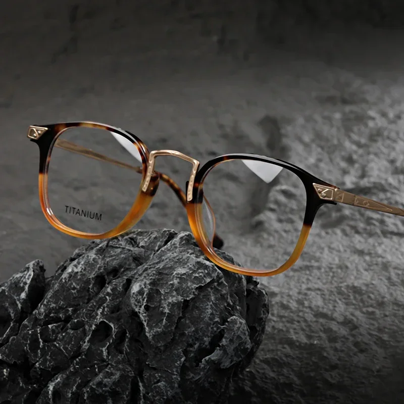 

Men Oval Myopia Glasses Fashion Retro Acetate Eyeglass Frames Titanium Eyewear Legs Anti Blue Light Optics Eyeglasses for Women