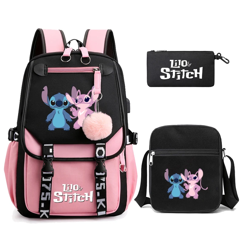 

3Pcs/set Lilo Stitch Printed Backpack Student Teenagers Bookbag Sport Rucksack Laptop Teens Travel Schoolbag for Girl Bagpack
