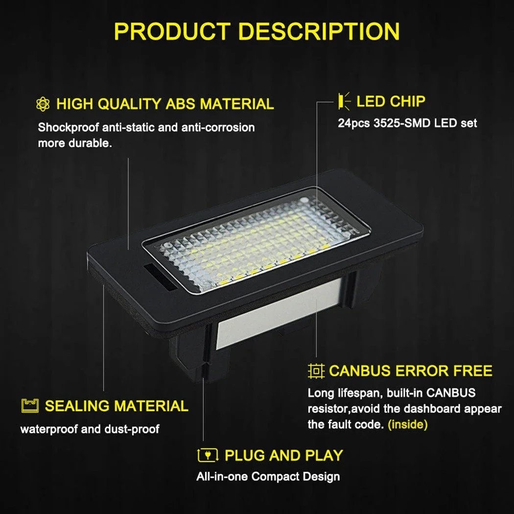 2pcs Auto 5W 12 V Error-Free LED License Plate Light Bulb For BMW E90/E92 E39 E60 E61 M5 E70 6500K 250LM Car Lights Signal Lamp
2pcs Auto 5W 12 V Error-Free LED License Plate Light Bulb For BMW E90/E92 E39 E60 E61 M5 E70 6500K 250LM Car Lights Signal Lamp