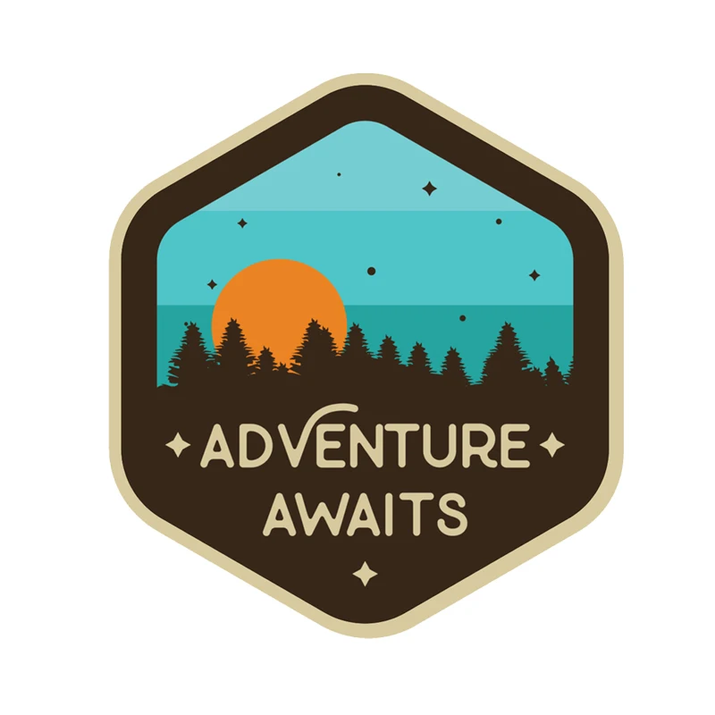 

Adventure Awaits Sunset Camping Travel Decal PVC Motorcycle Car Sticker Anti-UV Car Window Body Decorative Stickers Accessories