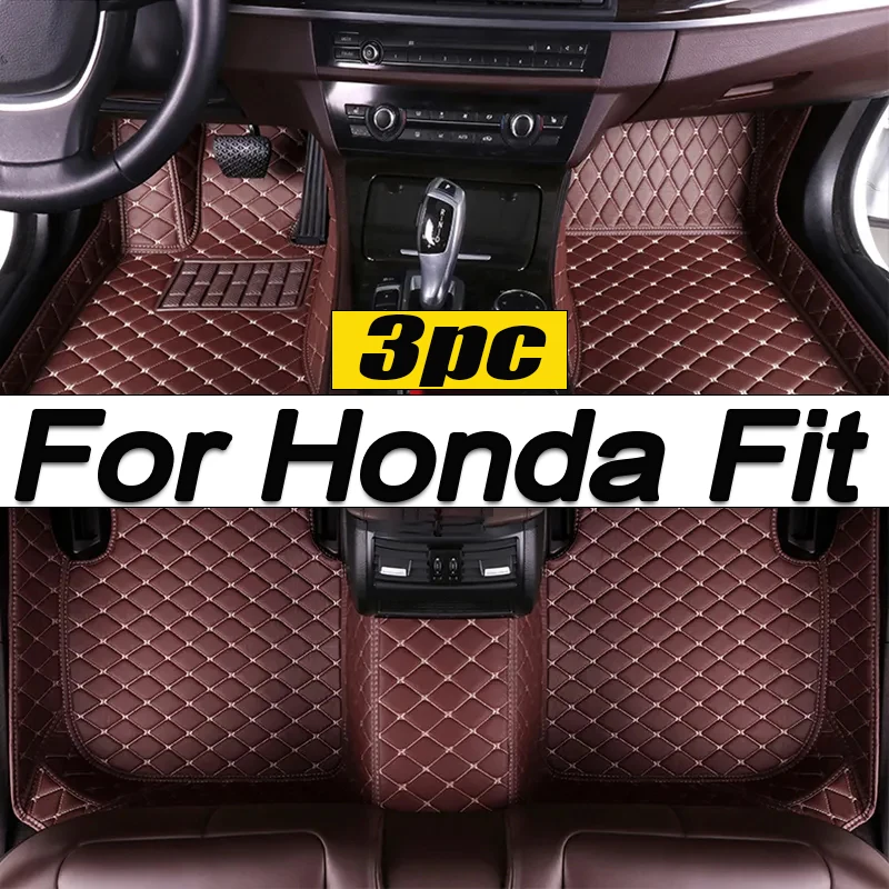 

Car Floor Mats For Honda Fit Jazz GK3 4 5 6 7 2014~2020 Carpet Mat Luxury Leather Rug Interior Parts Car Accessories GH7 GP5 6