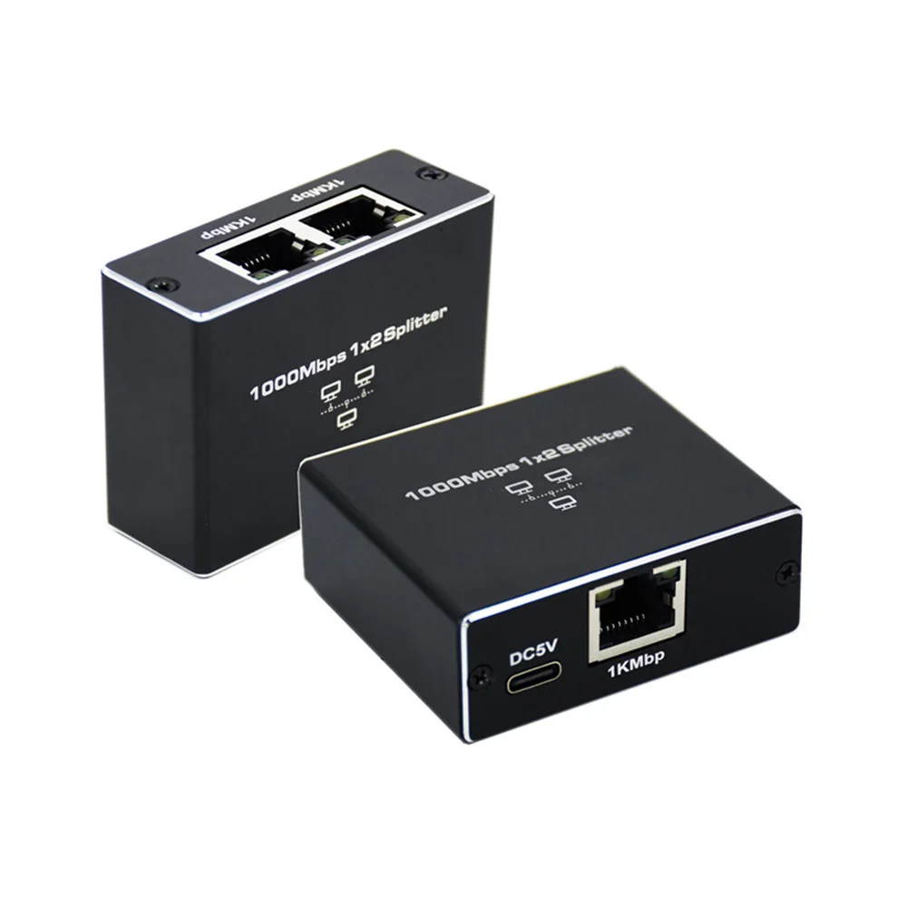 

RJ45 Splitter 1In 2Out 1000mbps 2 Port 1GB Connector Adapter 1 to 2 Ways Lan Ethernet 1x2 Gigabit Coupler Connect Network Switch