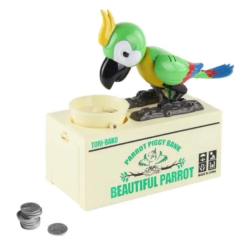 

Parrot Piggy Bank Hungry Parrot Piggy Bank For Stealing Eating Coin Money Penny Cents Coin Munching Toy Money Saving Box Ideal