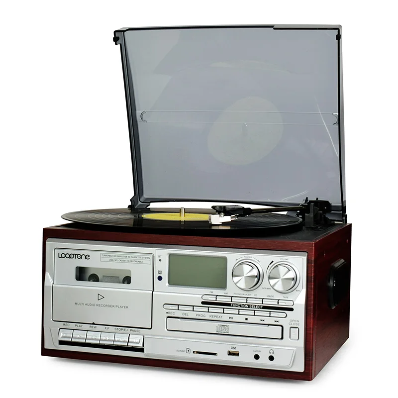 

Проигрыватель виниловых пластинок LP в стиле ретро, фонограф, встроенный мотор, Современная гостиная, Европейская радио, лента, CD, Bluetooth-динамик