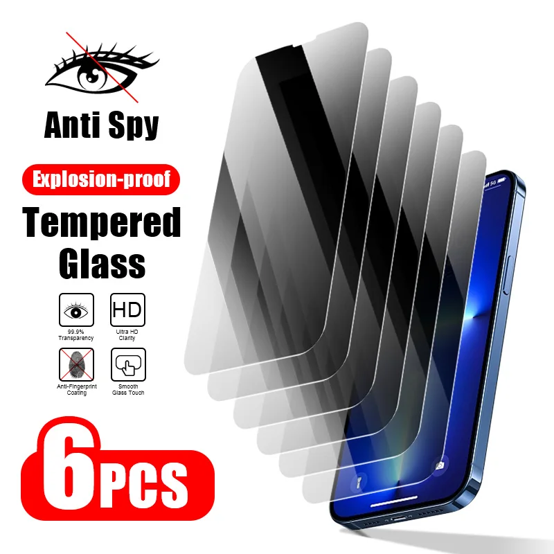 6Pcs tempered glass for iphone 15 Pro Max 14 Plus 13 12 11 Pro protective film for iphone X XR XS Max Privacy Glass smartphone
6Pcs tempered glass for iphone 15 Pro Max 14 Plus 13 12 11 Pro protective film for iphone X XR XS Max Privacy Glass smartphone