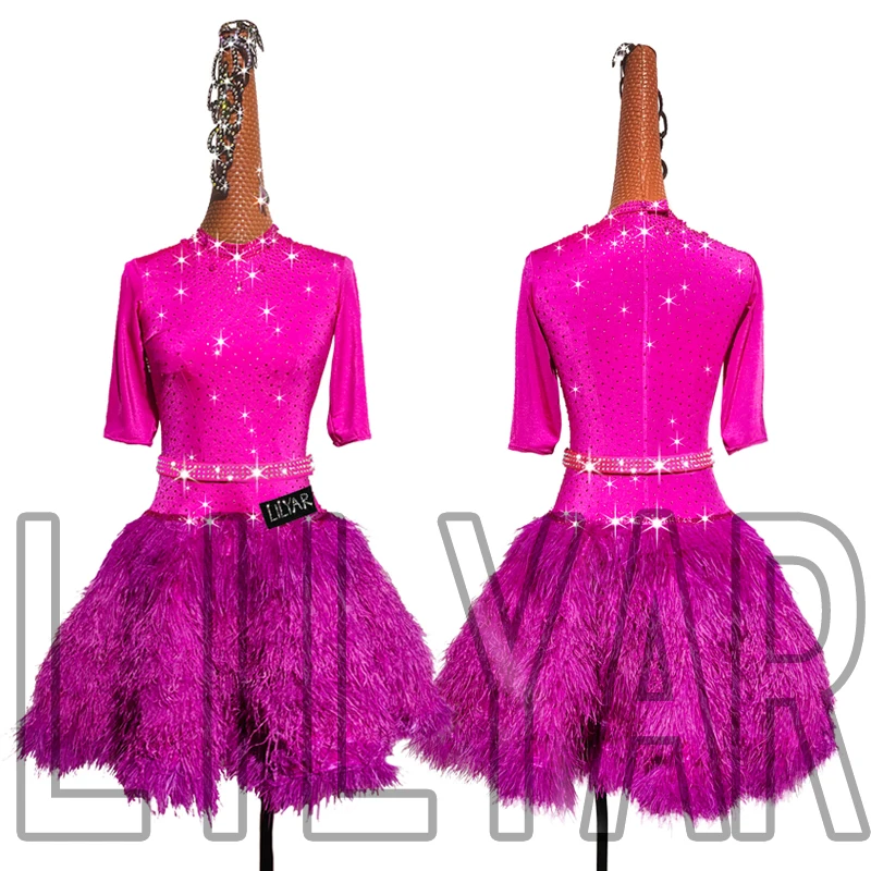 New Latin Dance Competition Performance Art Test Training Dress Female Children Rose Red Feather Flashing Diamond Dance Dress
New Latin Dance Competition Performance Art Test Training Dress Female Children Rose Red Feather Flashing Diamond Dance Dress