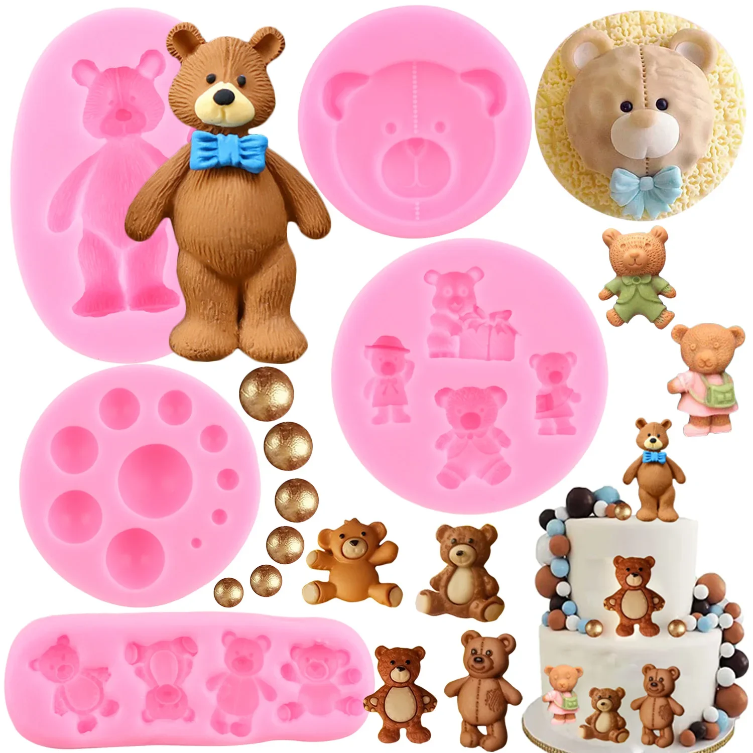3D Bear Silicone Mold Pearl Fondant Molds Cake Decorating Tools Cupcake Topper Chocolate Gumpaste Mould Candy Clay Resin Mold
3D Bear Silicone Mold Pearl Fondant Molds Cake Decorating Tools Cupcake Topper Chocolate Gumpaste Mould Candy Clay Resin Mold