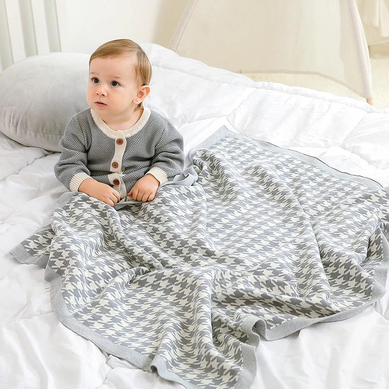 

Newborn Baby Blankets 100%Cotton Super Soft Knitted Toddler Boy Girl Bedding Plaid Crib Quilt 100*80CM Infant Stroller Swaddling