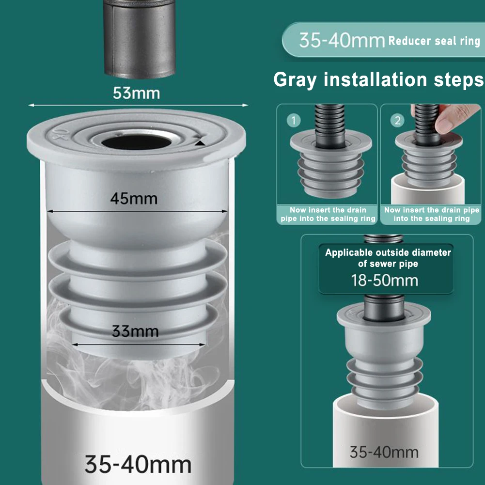 Water Pipe Seal Sealing Silicone Element Universal For Washing Machine Drains Sink Drains Kitchen Accessories Gray 5.3 6.4 8.7cm
Water Pipe Seal Sealing Silicone Element Universal For Washing Machine Drains Sink Drains Kitchen Accessories Gray 5.3 6.4 8.7cm