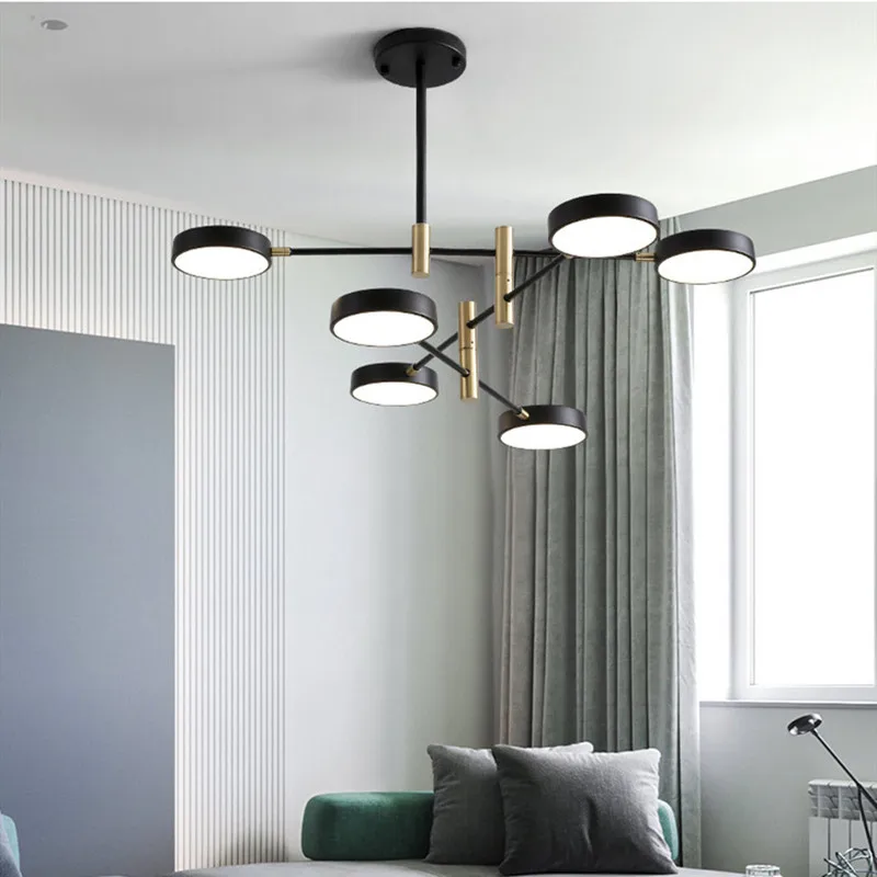 

4/6 Heads Nordic Loft Livingroom Led Pendant Lamp Creative Minimalist Rotating Head Design Bar Hanging Light Fixtures