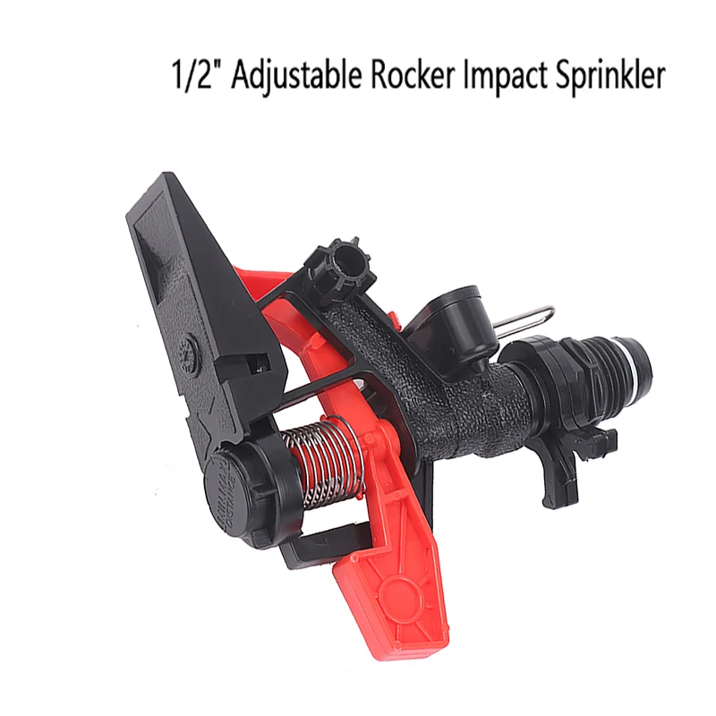 

1PCS 1/2"Adjustable Rocker Impact Sprinkler Garden Agriculture Watering Nozzle Lawn Irrigation Watering 360 Degrees Rotary Jet