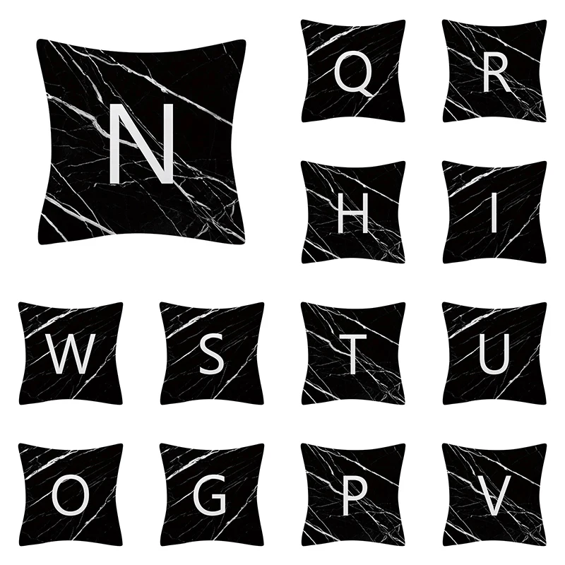 

Letter Marble Texture Print Pillowcase Nordic Simple Room Home Decoration Office Seat Living Room Sofa Cushion Cover