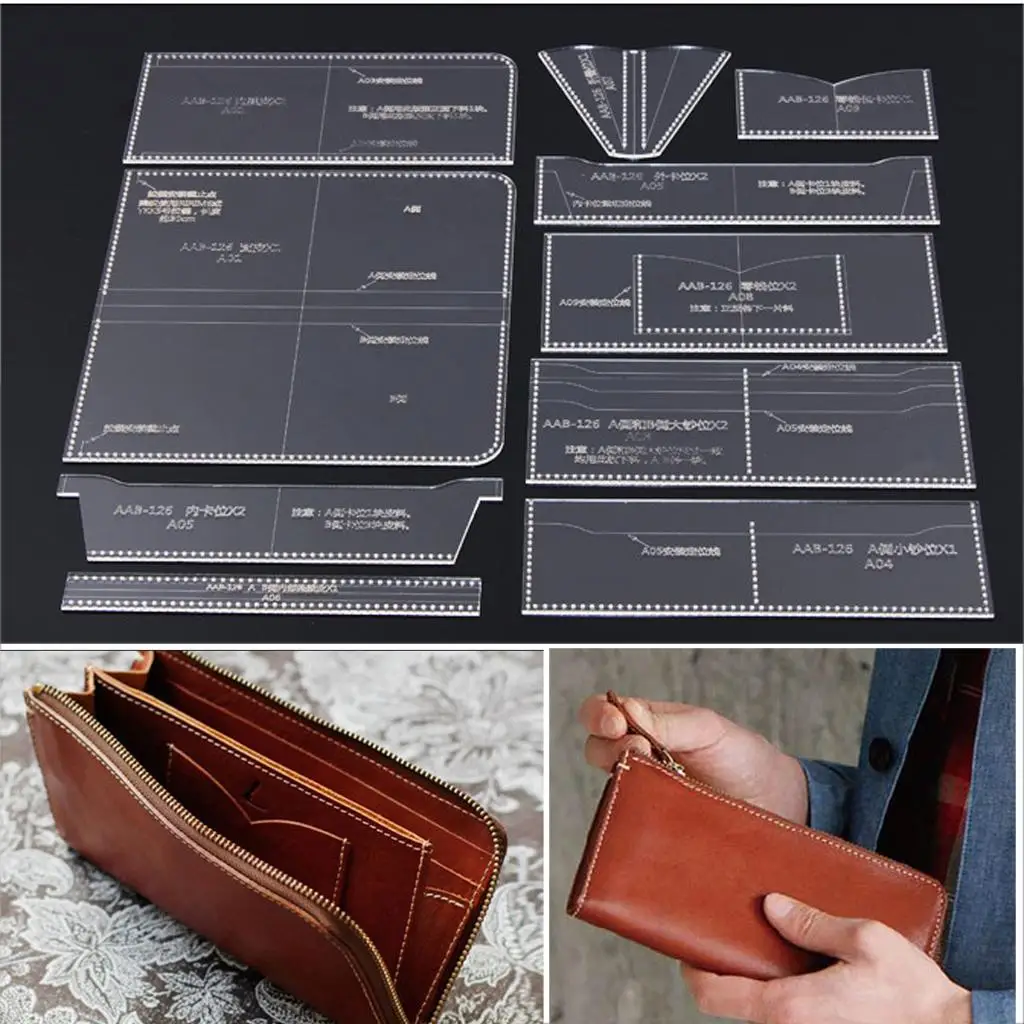 

10 шт прозрачный акриловый кошелек шаблон ручной работы набор для DIY кожаный бумажник,