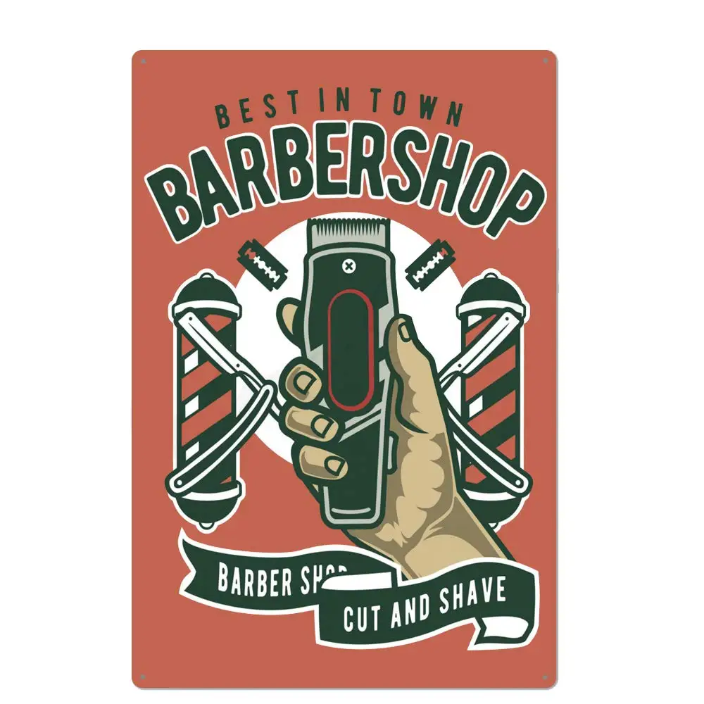 Retro Design Cut and Shave Tin Metal Signs Wall Art | Thick Tinplate Print Poster Wall Decoration for Barber Shop 
Retro Design Cut and Shave Tin Metal Signs Wall Art | Thick Tinplate Print Poster Wall Decoration for Barber Shop