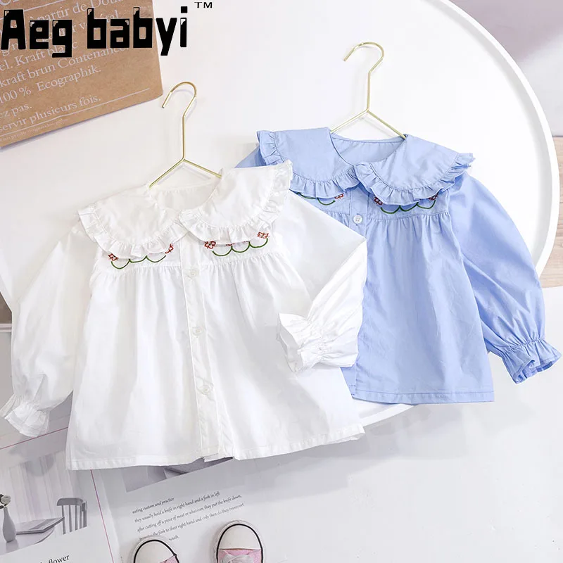 Baby Girls Shirts Spring Autumn Long Sleeve Embroidered Doll Collar Cotton Buttons Shirts Tops Kids Cotton T-shirts Clothing
Baby Girls Shirts Spring Autumn Long Sleeve Embroidered Doll Collar Cotton Buttons Shirts Tops Kids Cotton T-shirts Clothing