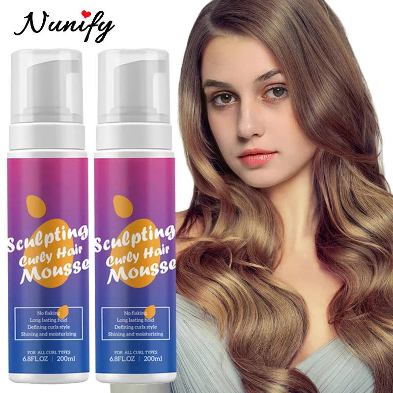 

200ml Sculpting Curly Hair Mousse For Frizz Control 1Pcs Long Lasting Hold Hair Styling Foam Shining & Moisturizing Curl Mousse