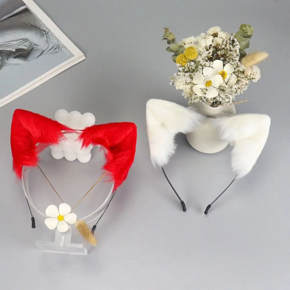 

Cute Plush Fox Cat Ears Hair Band Artificial Lolita Animal Ears Headwear Furry Headband Cosplay Hair Accessories Christmas