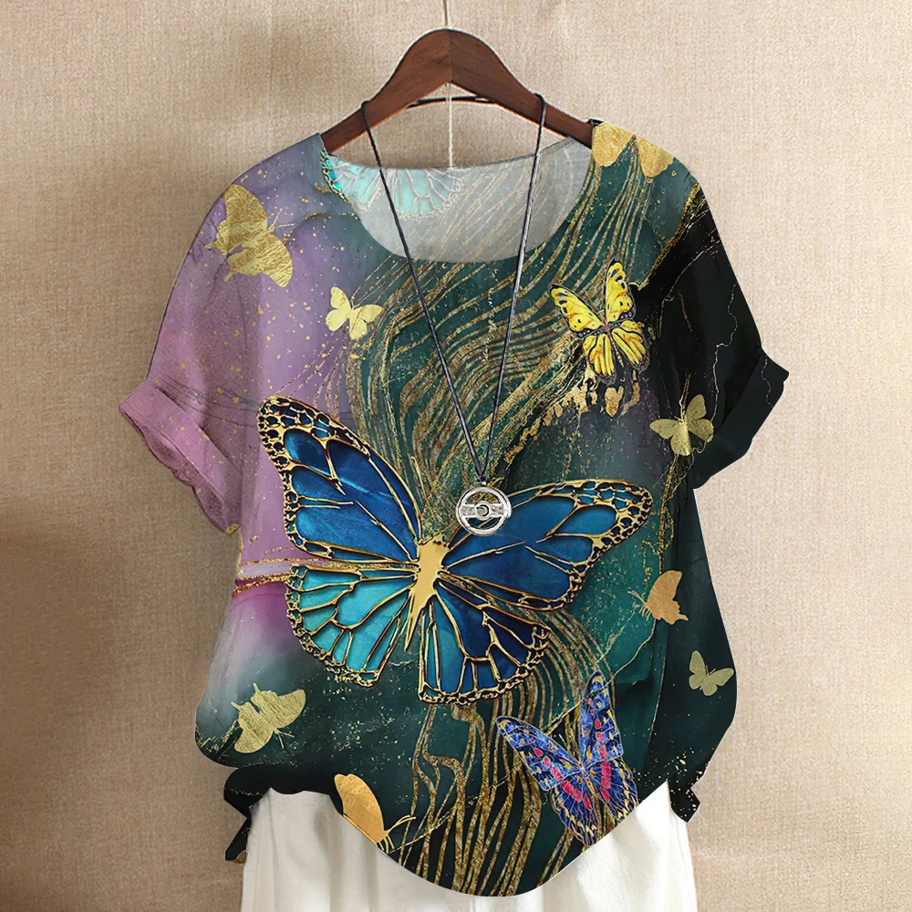 New Y2k Women's T-shirt Butterfly Print Black Clothes Summer Round Neck Blouse Harajuku Short Sleeve Top Female Oversized Tees
New Y2k Women's T-shirt Butterfly Print Black Clothes Summer Round Neck Blouse Harajuku Short Sleeve Top Female Oversized Tees