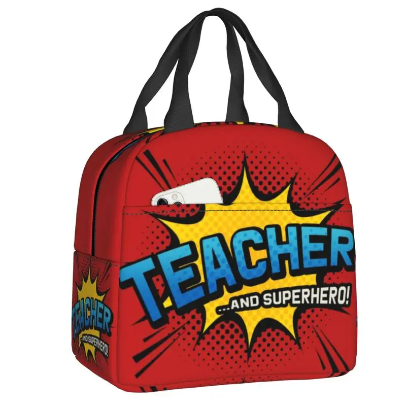 

Teacher Superhero Portable Lunch Box Women Leakproof Science Social Worker Thermal Cooler Food Insulated Lunch Bag Office Work