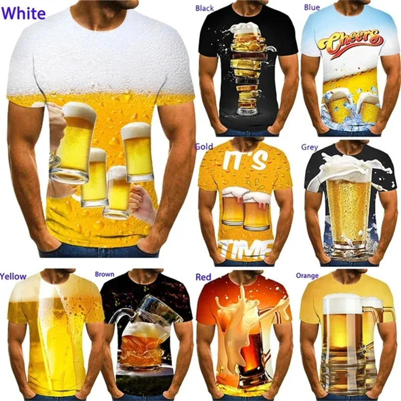 

WomenMen's Summer Tops Beer Printing Personality Short-sleeved T-shirt Fashion Casual Men's 3d Graphic T Shirts Funny Tops Tees