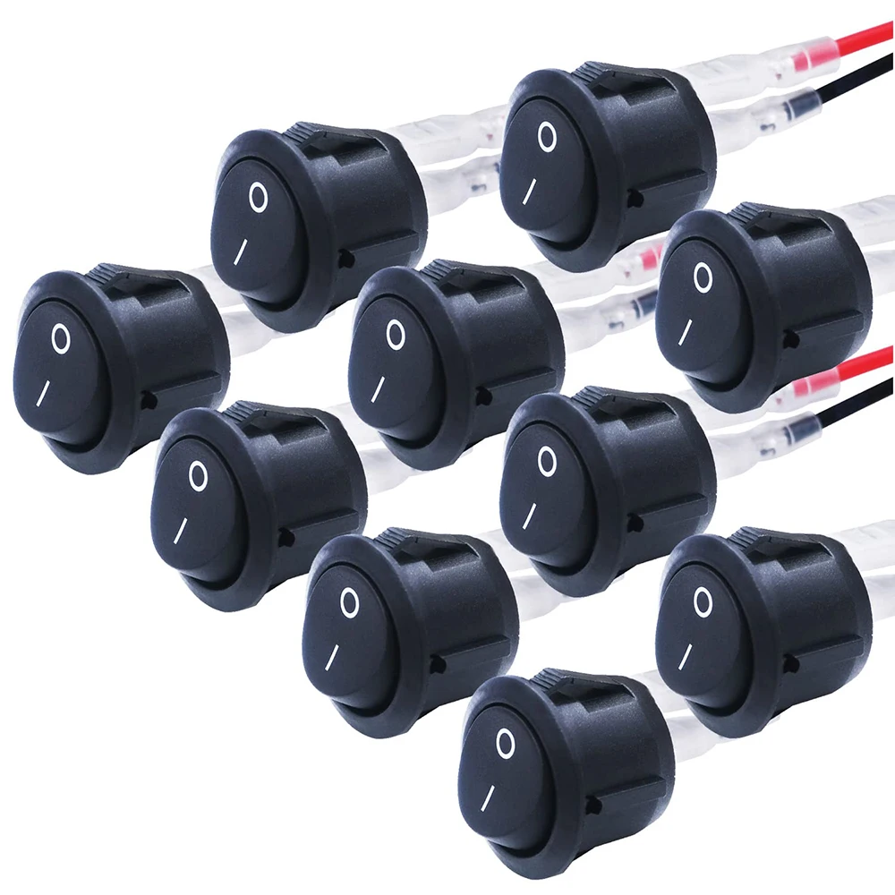 10pcs Circle Round Rocker Switch Wired Toggle Power SPST Self-Locking ON-Off Switch 2 Pin Snap-in, Use for 12V Car Auto Boat
10pcs Circle Round Rocker Switch Wired Toggle Power SPST Self-Locking ON-Off Switch 2 Pin Snap-in, Use for 12V Car Auto Boat