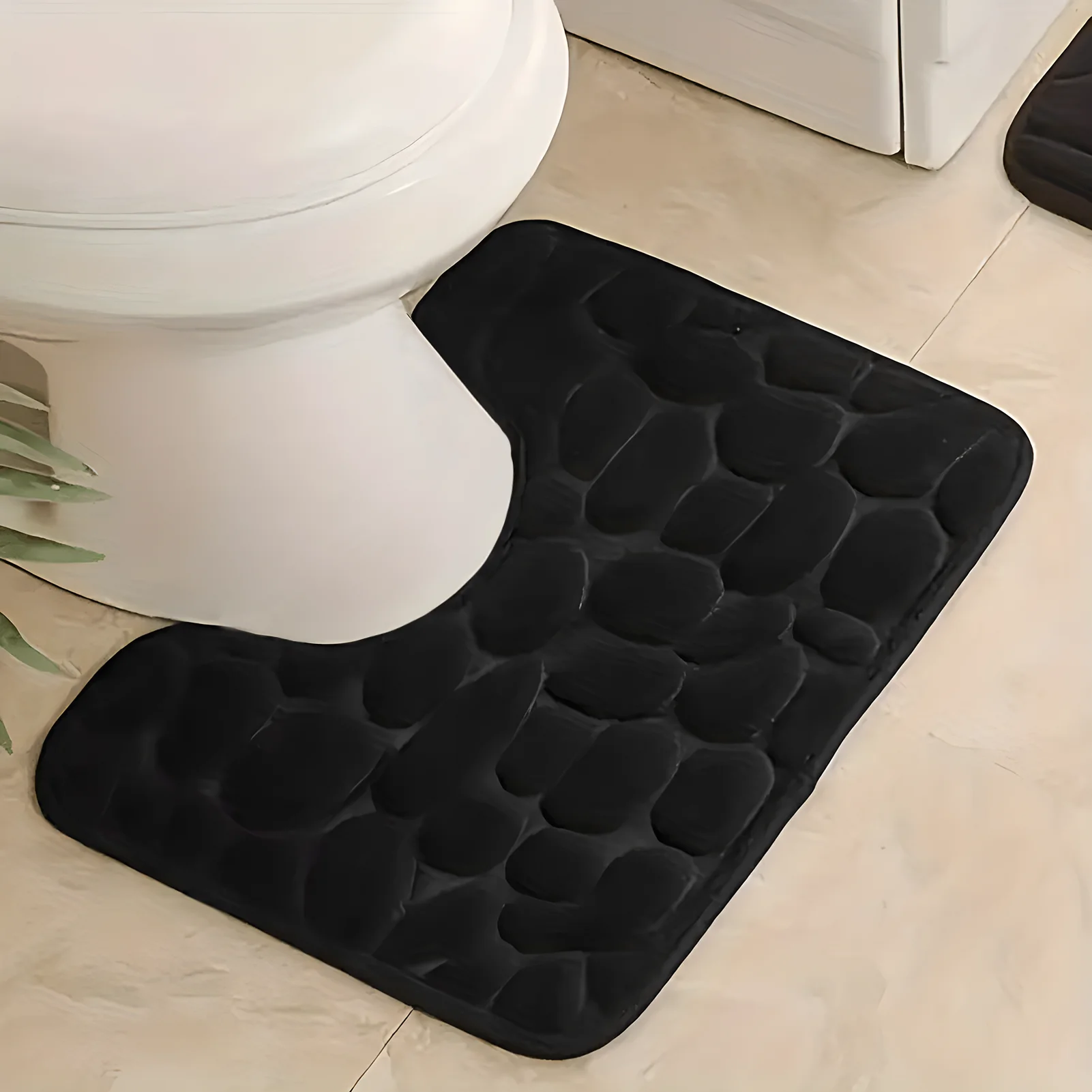 

U-Shaped Bath Mat Non Slip Soft Water Absorbent Bathroom Rugs Quick Dry Bathroom Carpet Polyester Contour Memory Foam Toilet Mat