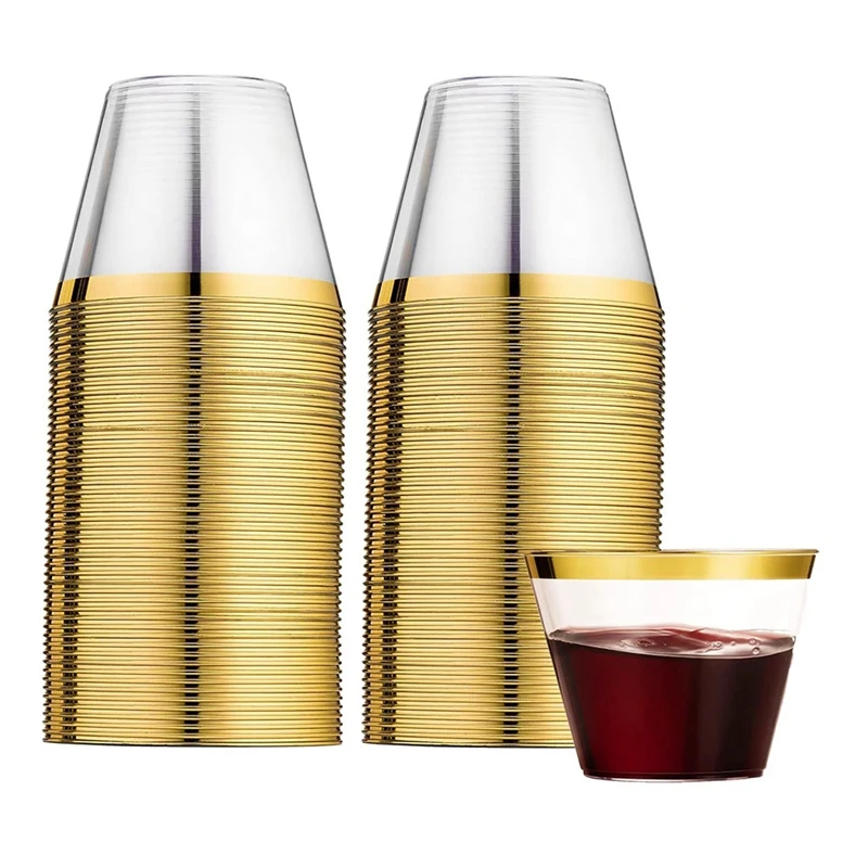 

60 шт. пластиковые чашки с золотой оправой, пластиковые тумбы, многоразовые чашки для напитков, бокалы для вина, для шампанского, коктейля, Мартини
