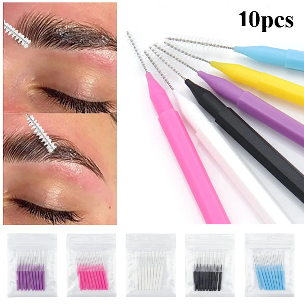 

10Pcs Mini Eyebrow Brush Brow Perm Brush Applicators Disposable Brow Lifting Brushes Bendable Micro Eyelash Brush Makeup Tools