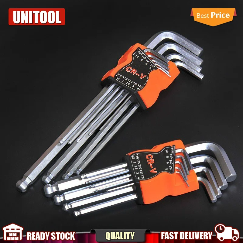 9PCS L Type Double-End Screwdriver Hex Wrench Set Allen Key Hexagon Flat Ball Torx Star Head Spanner Key Set Hand Tools
9PCS L Type Double-End Screwdriver Hex Wrench Set Allen Key Hexagon Flat Ball Torx Star Head Spanner Key Set Hand Tools