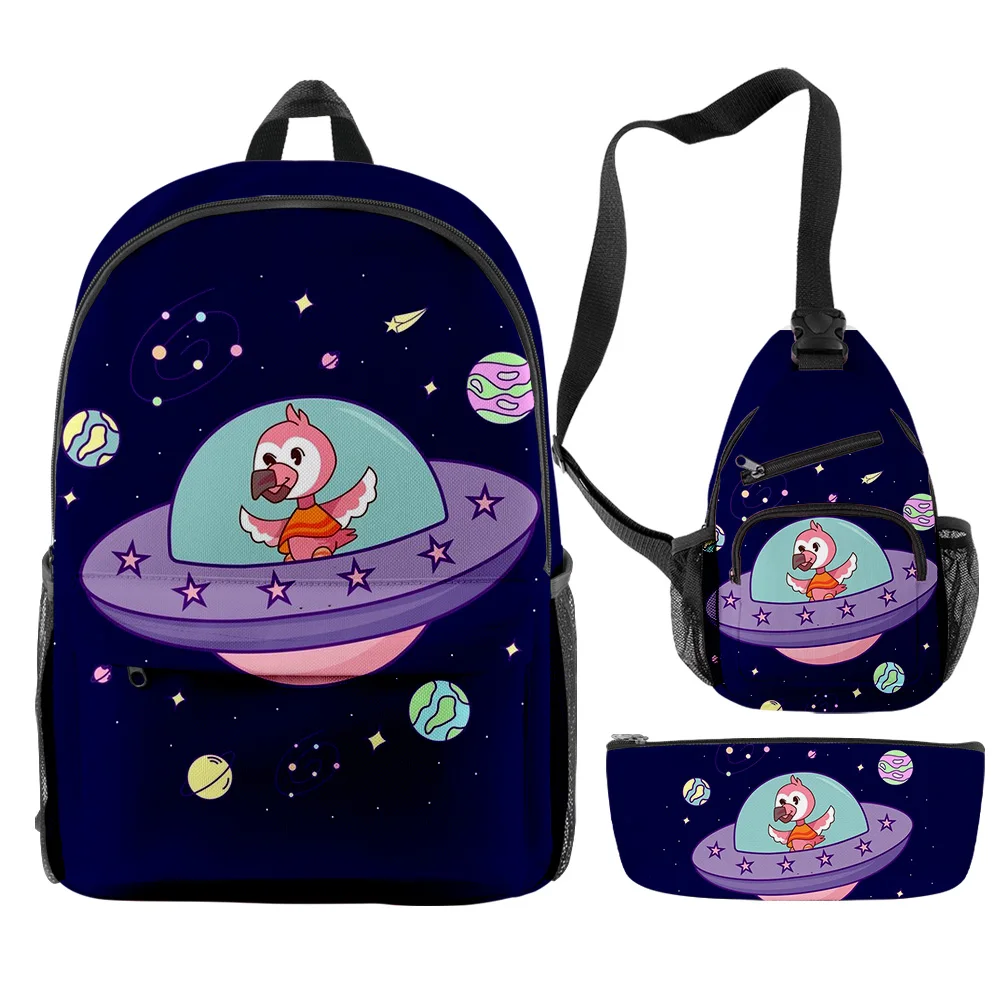 

Classic Fashion flim flam flamingo 3D Print 3pcs/Set pupil School Bags Trendy Travel Laptop Backpack Chest Bag Pencil Case